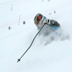 Wearing avalanche trancievers for the fianl week 'race traing' in Tignes 2011.